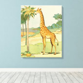 Afrikaanse Giraffe die Acacia eet Canvas Afdruk (Insitu (Houten vloer))