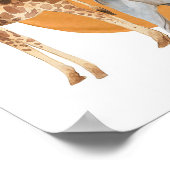 Afrikaanse Giraffe en olifant Poster (Hoek)