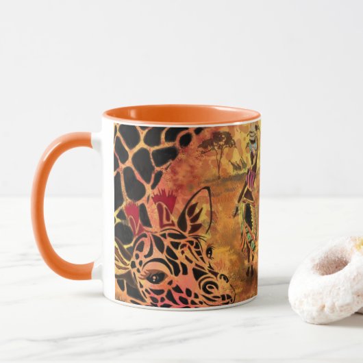 Afrikaanse Giraffe Koffiemok Mok (Met donut)