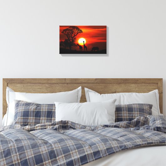 Afrikaanse Giraffe Safari Sunset Canvas schilderen (Insitu (Slaapkamer))