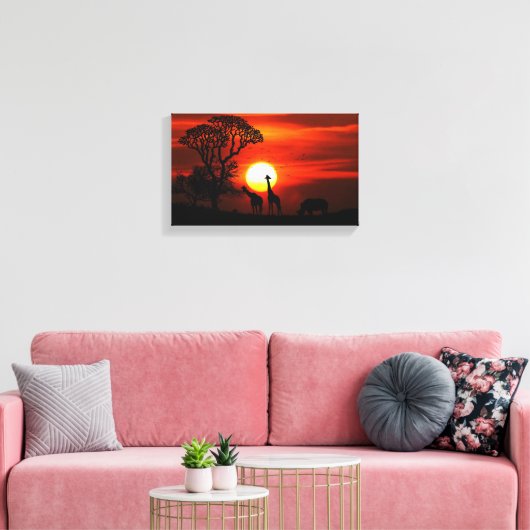 Afrikaanse Giraffe Safari Sunset Canvas schilderen (Insitu (Woonkamer))