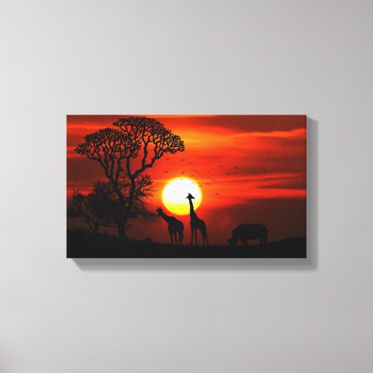 Afrikaanse Giraffe Safari Sunset Canvas schilderen (Voorkant)