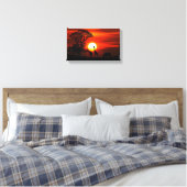 Afrikaanse Giraffe Safari Sunset Canvas schilderen Afdruk (Insitu (Slaapkamer))