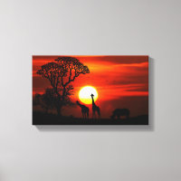 Afrikaanse Giraffe Safari Sunset Canvas schilderen