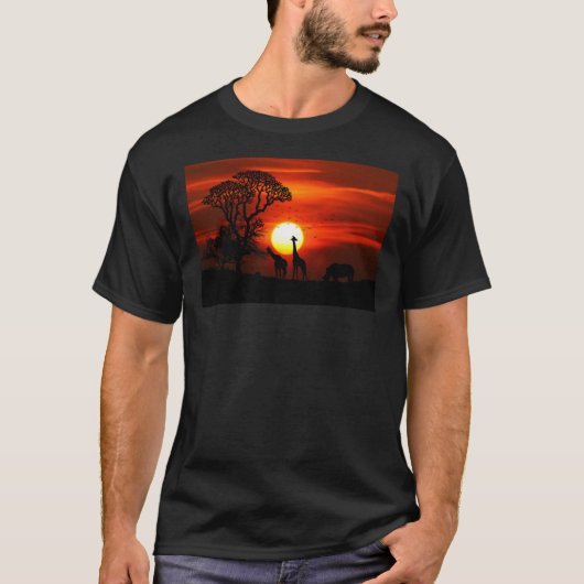 Afrikaanse Giraffe Sunset Classic T-Shirt (Voorkant)