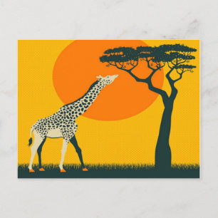 Afrikaanse Giraffe Tanzania reisvakantieretro Briefkaart