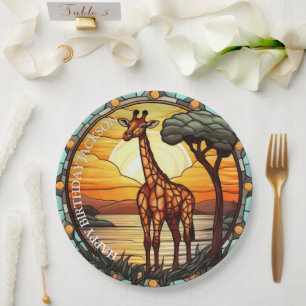 Afrikaanse Giraffe Verjaardag Papieren Bordje