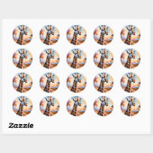 afrikaanse Giraffe Waterverf sereniteit Ronde Sticker (Vel)
