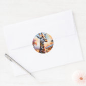 afrikaanse Giraffe Waterverf sereniteit Ronde Sticker (Envelop)