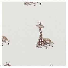 Afrikaanse Giraffe Wildlife Cotton Fabric. Stof