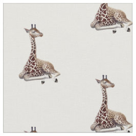 Afrikaanse Giraffe Wildlife Cotton Fabric. Stof