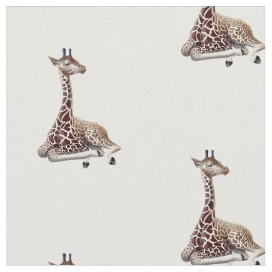 Afrikaanse Giraffe Wildlife Cotton Fabric. Stof (Close Up)