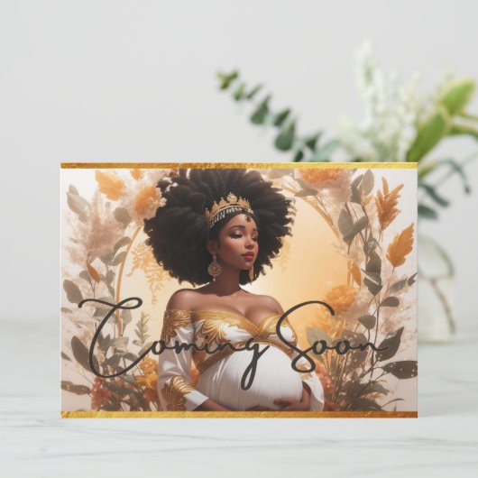 Afrikaanse godin zachte boho zwangerschap aankondi kaart (Staand voorkant)