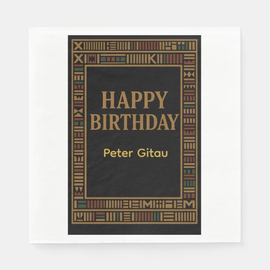 Afrikaanse Gouden Kente Verjaardagsfeest Servet (Voorkant)