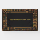 Afrikaanse gouden kente verjaardagsfeestbanner spandoek (Horizontaal)