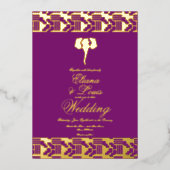 Afrikaanse goudolifantenmarkering geperst folie uitnodiging (Voorkant)