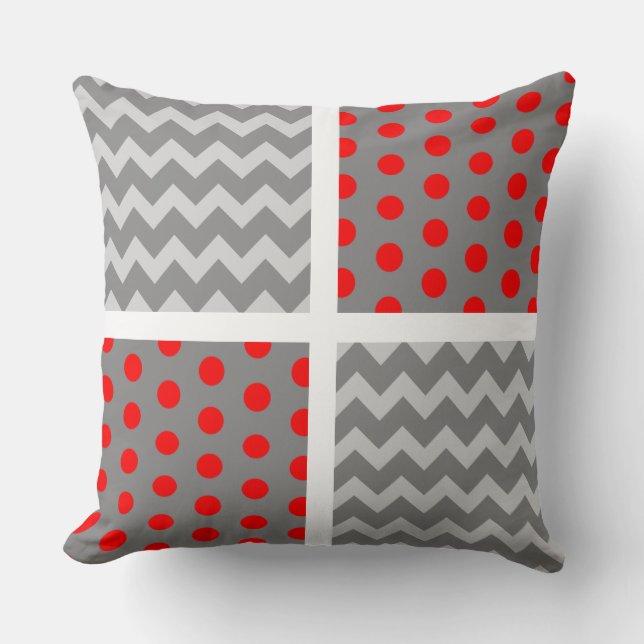 Afrikaanse Gray Parrot Chevron/Polka Dot Pillow Kussen (Voorkant)