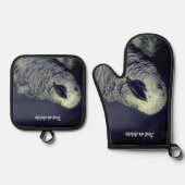 Afrikaanse Gray Parrot Cute Bird Ovenwant & Pannenlap Set (Voorkant)