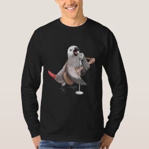 Afrikaanse Gray Parrot Singing Guitar Player Music T-shirt