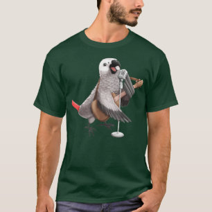 Afrikaanse Gray Parrot Singing Guitar Player Music T-shirt