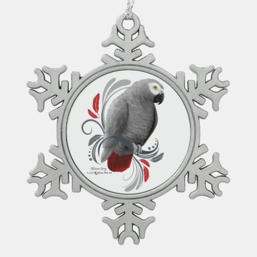 Afrikaanse grijs tin sneeuwvlok ornament (Voorkant)