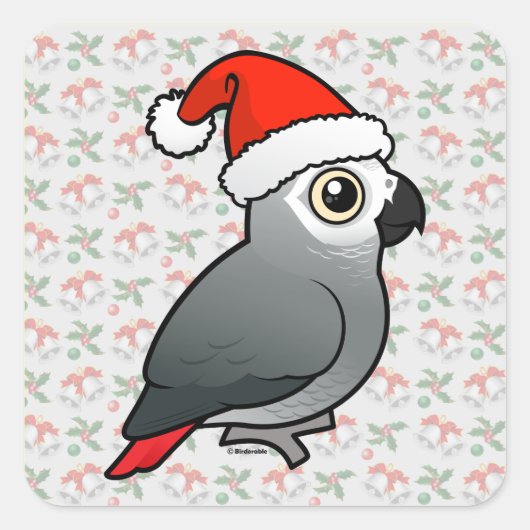 Afrikaanse grijze kerstman vierkante sticker (Voorkant)