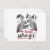 Afrikaanse grijze mam pa Mijn Kinderen hebben wing Briefkaart (Voorkant / Achterkant)