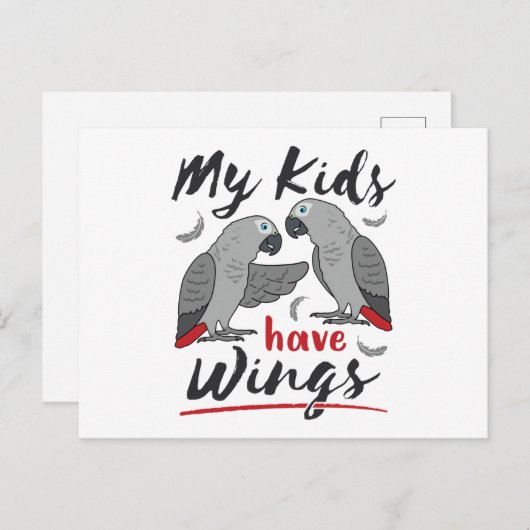 Afrikaanse grijze mam pa Mijn Kinderen hebben wing Briefkaart (Voorkant / Achterkant)