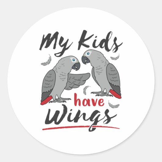 Afrikaanse grijze mam pa Mijn Kinderen hebben wing Ronde Sticker (Voorkant)