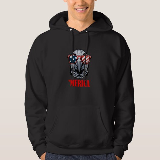 Afrikaanse Grijze Merica 4 juli Amerikaanse vlag Hoodie (Voorkant)