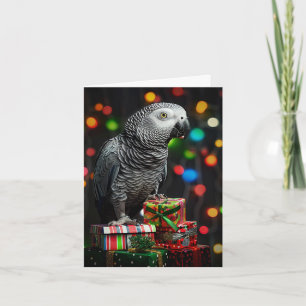 Afrikaanse Grijze over Cadeaus — Uitnodigingskaart Feestdagen Kaart