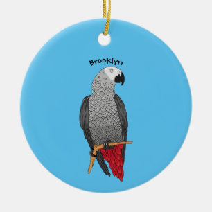 Afrikaanse grijze papegaai cartoonillustratie keramisch ornament