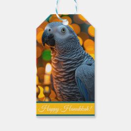 Afrikaanse Grijze Papegaai Hanukkah Kaart Cadeaulabel
