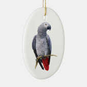 Afrikaanse grijze papegaai in een goudcirkel keramisch ornament (Rechts)