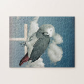 Afrikaanse grijze papegaai met hemelpuzzel legpuzzel (Horizontaal)