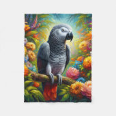 Afrikaanse grijze papegaai met kleurrijke bloemen fleece deken (Voorkant)