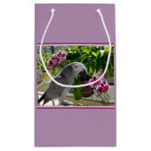 Afrikaanse grijze papegaai met orchideeën klein cadeauzakje (Achterkant)