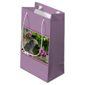 Afrikaanse grijze papegaai met orchideeën klein cadeauzakje (Achterkant Gekanteld)