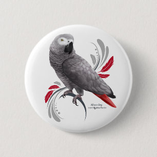 Afrikaanse grijze papegaai ronde button 5,7 cm