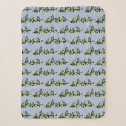 Afrikaanse grijze papegaai Sherpa Blanket (blauw) Deken (Voorkant)