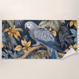 Afrikaanse grijze papegaai tropische bladeren strandlaken