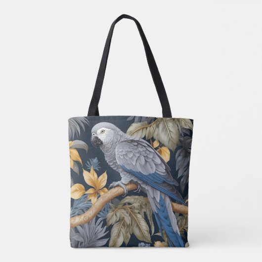 Afrikaanse grijze papegaai tropische bladeren tote bag (Achterkant)
