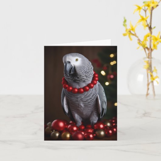 Afrikaanse grijze papegaai vakantie kaarten (Gele Bloem)