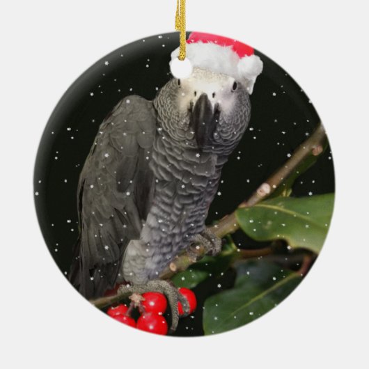 Afrikaanse grijze papegaai vakantieseizoen keramisch ornament (Achterkant)