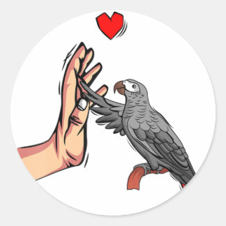 Afrikaanse grijze papegaaien houden van grappige v ronde sticker