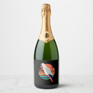 Afrikaanse grijze papegaaimeldretro sparkling wijnetiket