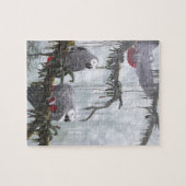 Afrikaanse grijze parrots die vrij vliegen legpuzzel (Horizontaal)