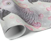 Afrikaanse grijze Puffy Hearts Cadeaupapier (Rol Hoek)