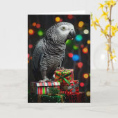 Afrikaanse grijze roodstaart op geschenken — Kerst Kaart (Gele Bloem)