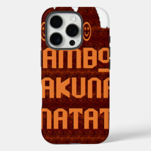 Afrikaanse Groet: Jambo Hakuna Matata Wood Design iPhone 16 Pro Hoesje
